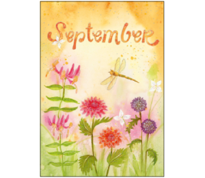 Postkarte - Monatskarte September Blumen